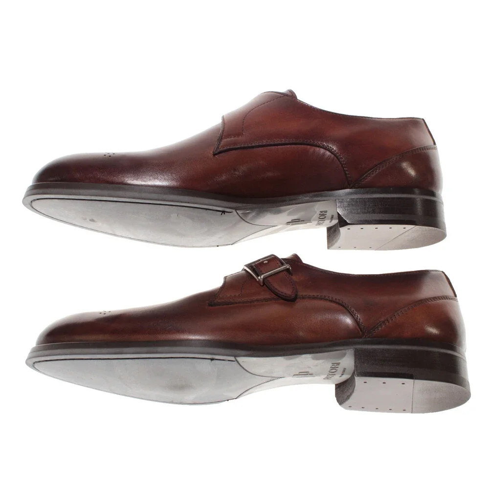 Pastori NWB Single Monk Strap Dress Shoes Size 8.5 US in Whiskey Brown Leather